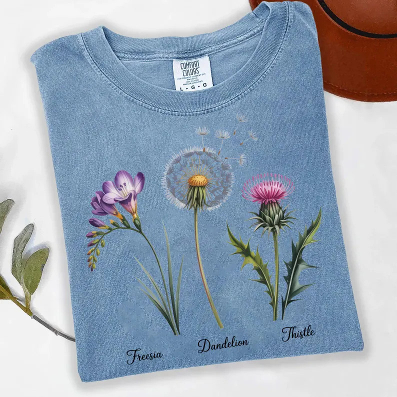 Freesia Dandelion Thistle Flower Botanical Comfort Tee