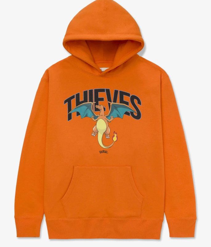 100 Thieves Pokémon «Charizard» Hoodie Color Orange Heavy Men’s Size Small NWT