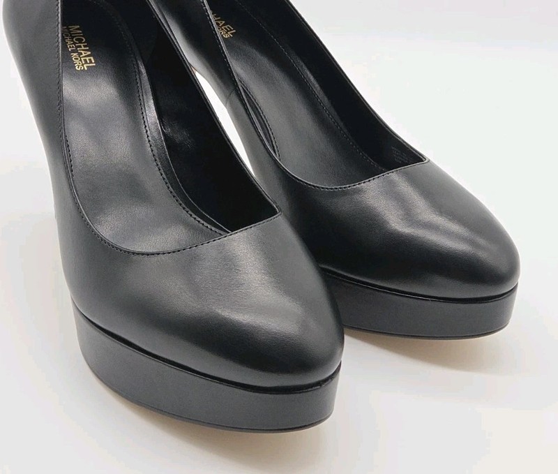 Michael Kors Women's Chantal Black Platform Leather Pumps Size 9.5/10/11 NIB gallery