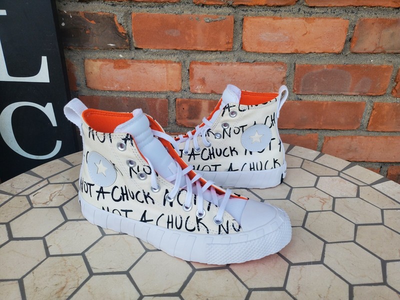 Boys Sz 3 3Y Converse UNt1TL3D Hi Not A Chuck GS PS White Egret Rare 266515C