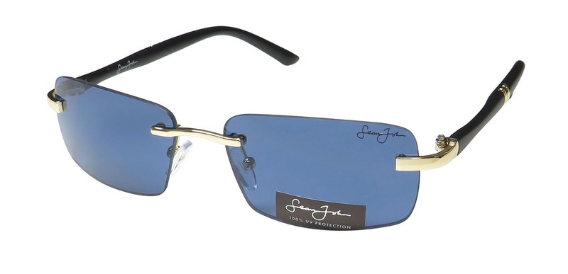NEW SEAN JOHN SJS3019 SUNGLASSES GOLD METAL & PLASTIC RIMLESS MENS RECTANGULAR