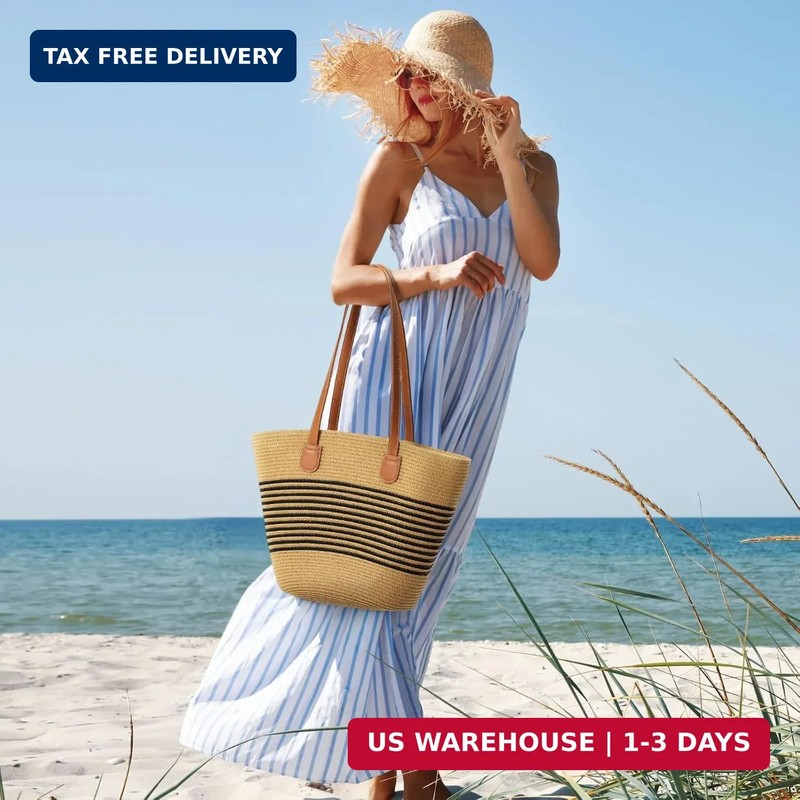 Trifabricy Beach Bags for Women, Summer Straw Beach Bag Straw Purse Shoulder Han gallery