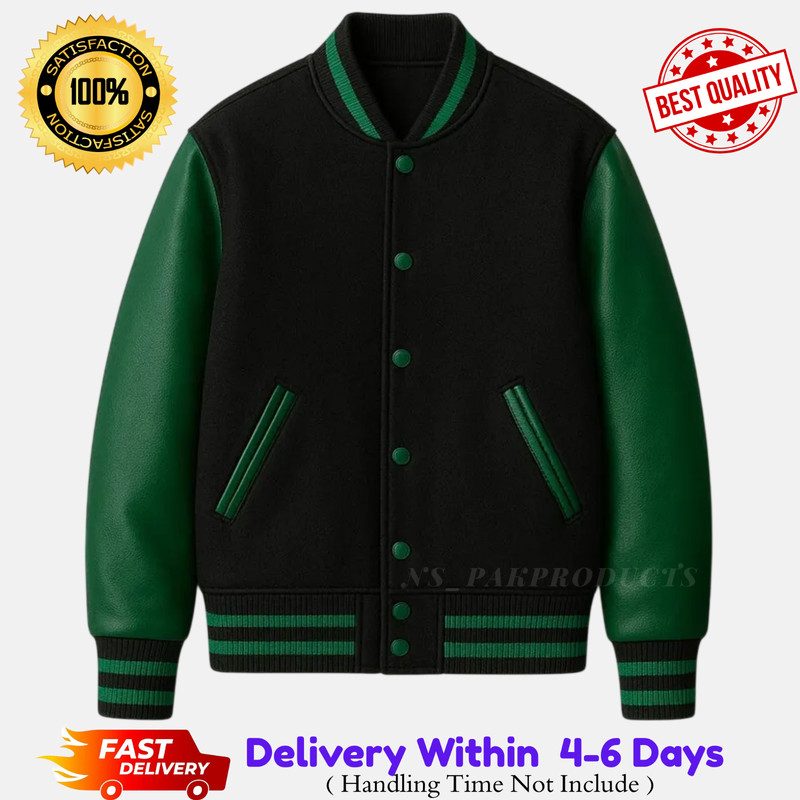 Varsity Letterman Baseball College Bomber Jacket – Wool & Leather Varsity Jacket