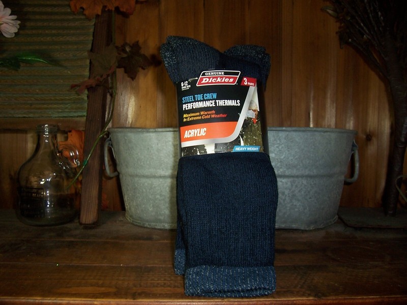 DICKIES ACRYLIC THERMAL SOCKS 3 PAIRS SIZE 6-12 BLUE STEEL TOE CREW MAX WARMTH
