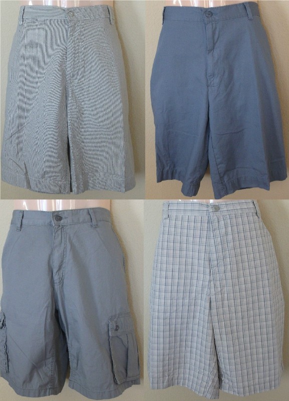 NWT Genuine ALFANI flat front striped or plaid khaki/blue/gray shorts,36, 40,44