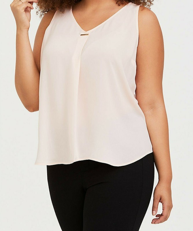 Torrid Pleated Georgette Tank Top Light Pink 1X #73579