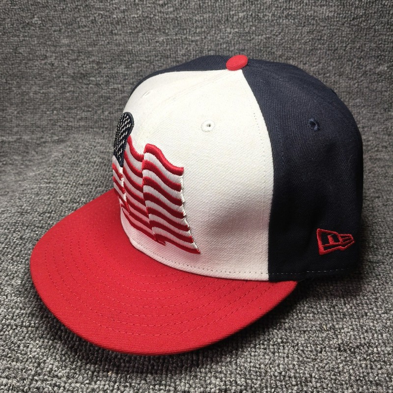 New Era USA 59FIFTY Fitted Flat Brim Red White Blue Hat 7 1 2 gallery
