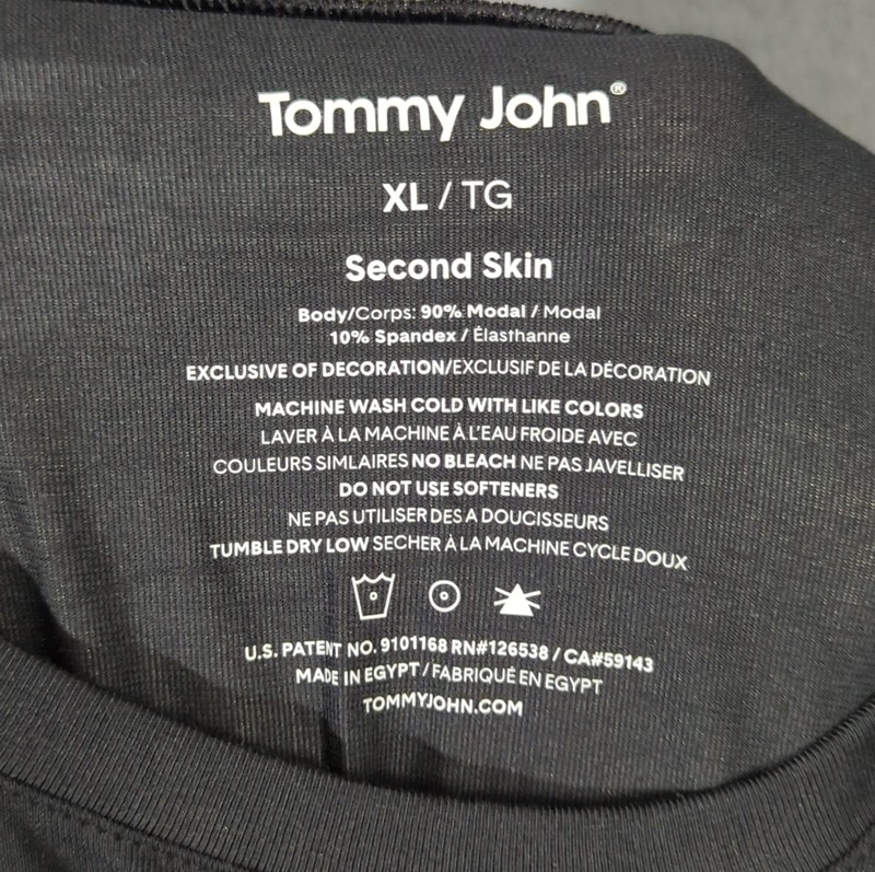 Tommy John Second Skin Undershirt Men's XL Black Modal Blend NWT gallery