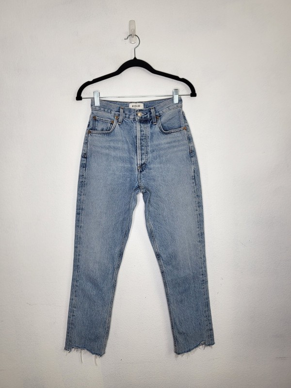 AGOLDE Riley High-Rise Straight Crop Jean Women’s Size 23 Button-Fly Zephyr