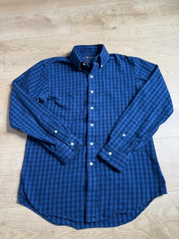 Mens Ralph Lauren classic fit performace blue checkered flannel button up size S