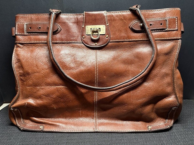 Vintage LIZ CLAIBORNE Leather Satchel Shoulder Bag Tote Classy Cognac 11x15x5