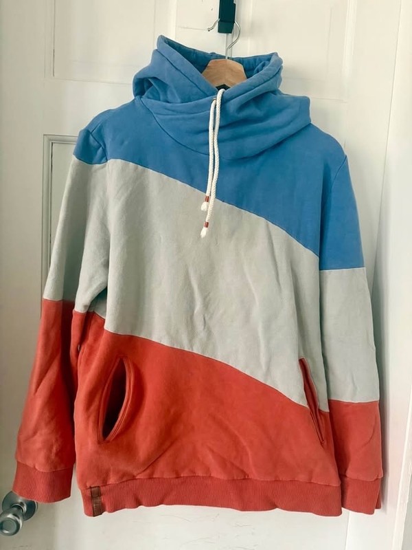 Ampersand Avenue Women’s Hoodie Sweatshirt XXL Pullover Colorblock Orange Blue