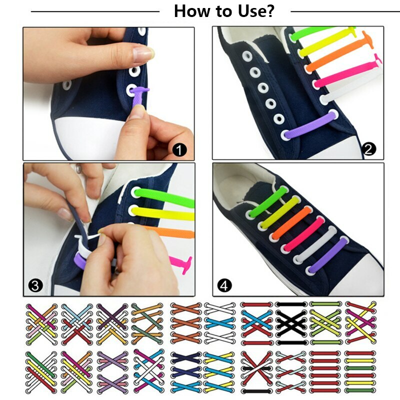 16-Pcs Elastic Silicone Shoe Laces Lazy No Tie Shoelaces For Men Women USA gallery