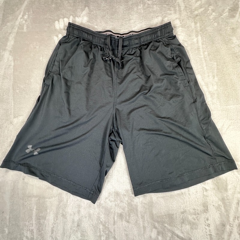 Under Armour Training Shorts Mens Large Black Pockets Loose Fit Drawstring Waist