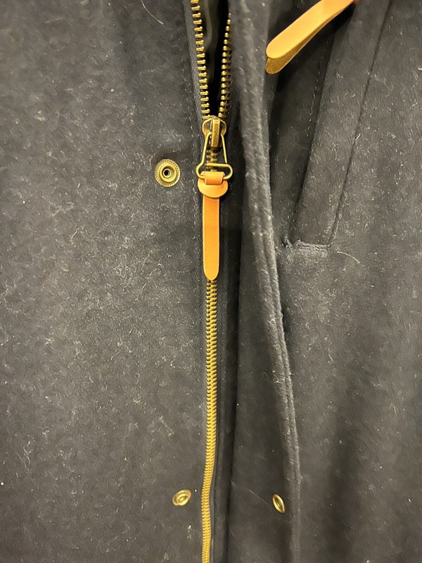 OLD NAVY Wool Blend Jacket Draw String Hood Zipper Snap Pockets BLUE Size L TALL gallery