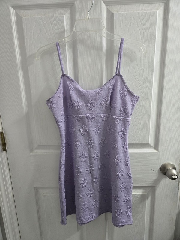 VINTAGE Y2K 90’S HANA Purple Floral Babydoll Dress Sleeveless Size Medium