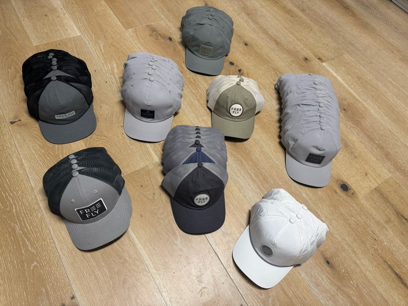 Lot of 54 NWT Free Fly caps hats Reverb Packable Trucker Panel