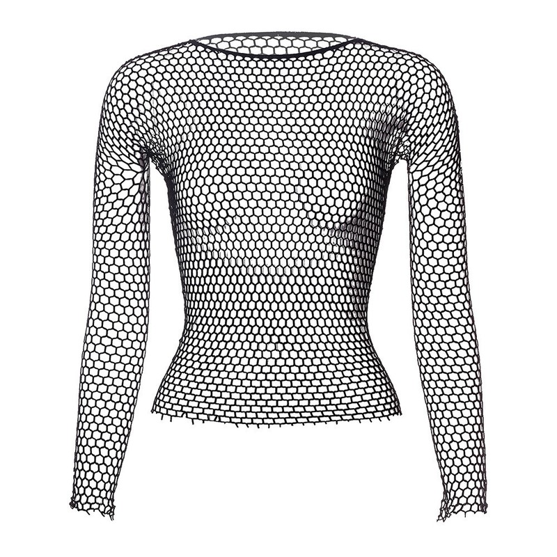New Men Sexy Long Sleeve Muscle Undershirt Tops Mesh See Through Fishnet T-Shirt