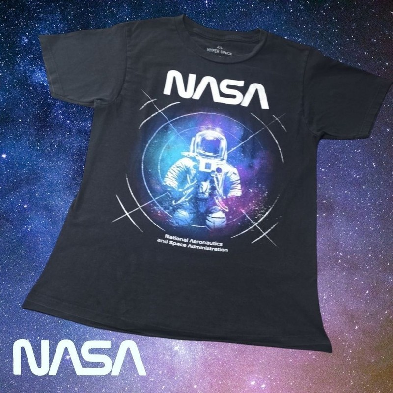 Hyper Space Mens NASA Astronaut Galaxy Graphic T-Shirt Black S