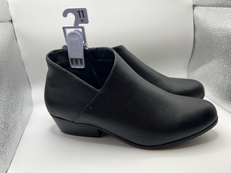 Aerosoles Women’s Black Leather Ankle Boot Side Zip Cushioned Wide 11W