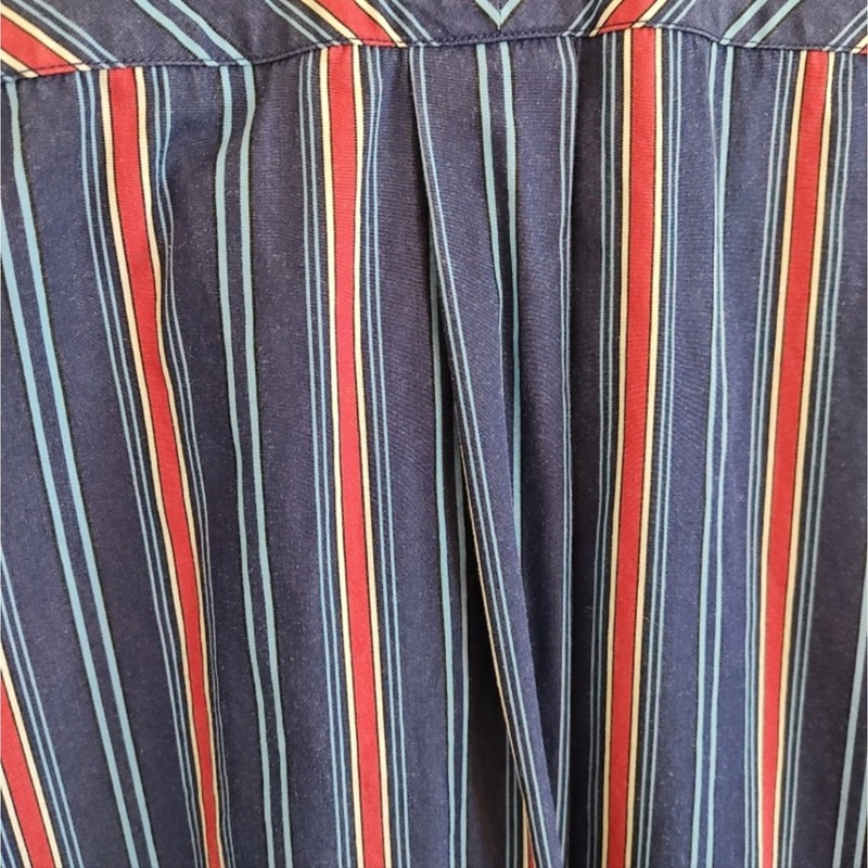 Men 80's Vintage Tommy Hilfiger Navy Blue Red White Striped Button-Down Shirt XL gallery