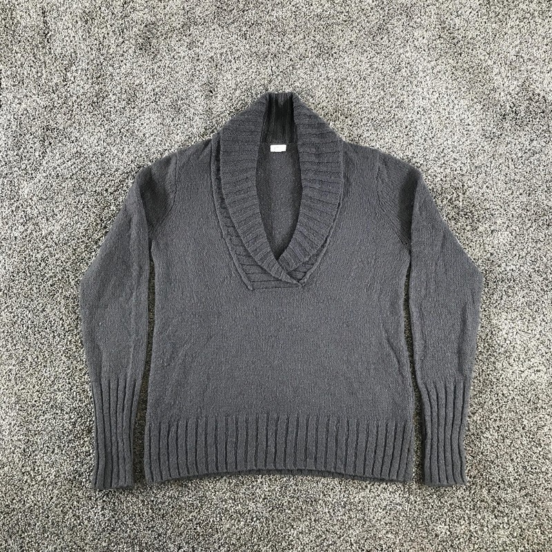 J.CREW Sweater Womens XS Gray Mohair Blend Shawl Collar V Neck Knit Pullover
