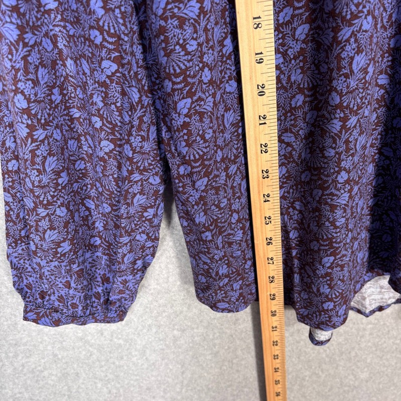Knox Rose Peasant Blouse Medium Brown Purple Floral Feminine Popover Oversized gallery