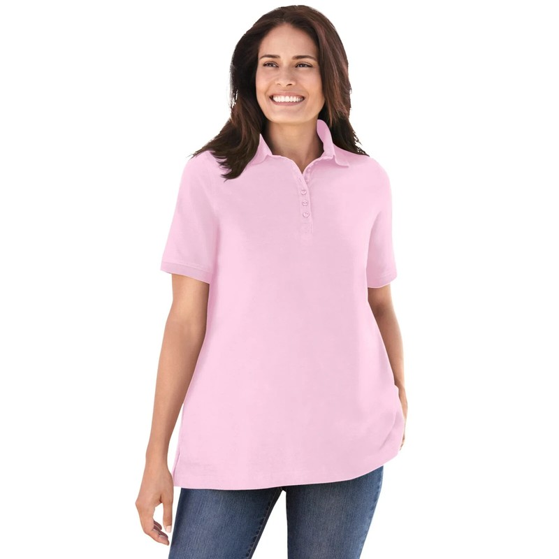 Woman Within Women’s Perfect Short-Sleeve Polo Shirt 07 Variety of Colors NEW