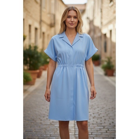 & Other Stories Stockholm Atelier Blue Shirt European Vacation Dress NWT 4