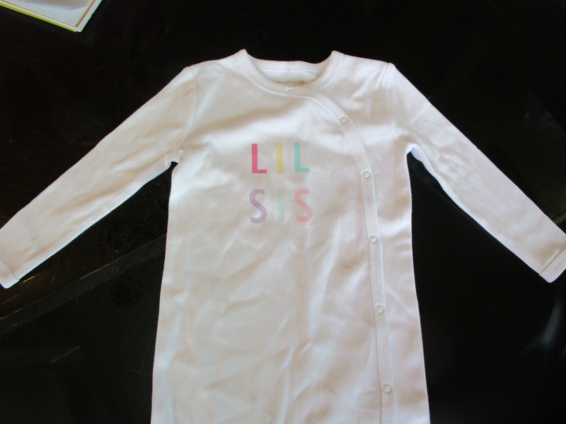 Pottery Barn Kid LIL SIS Pajamas one piece 12 18 month photo shoot sample
