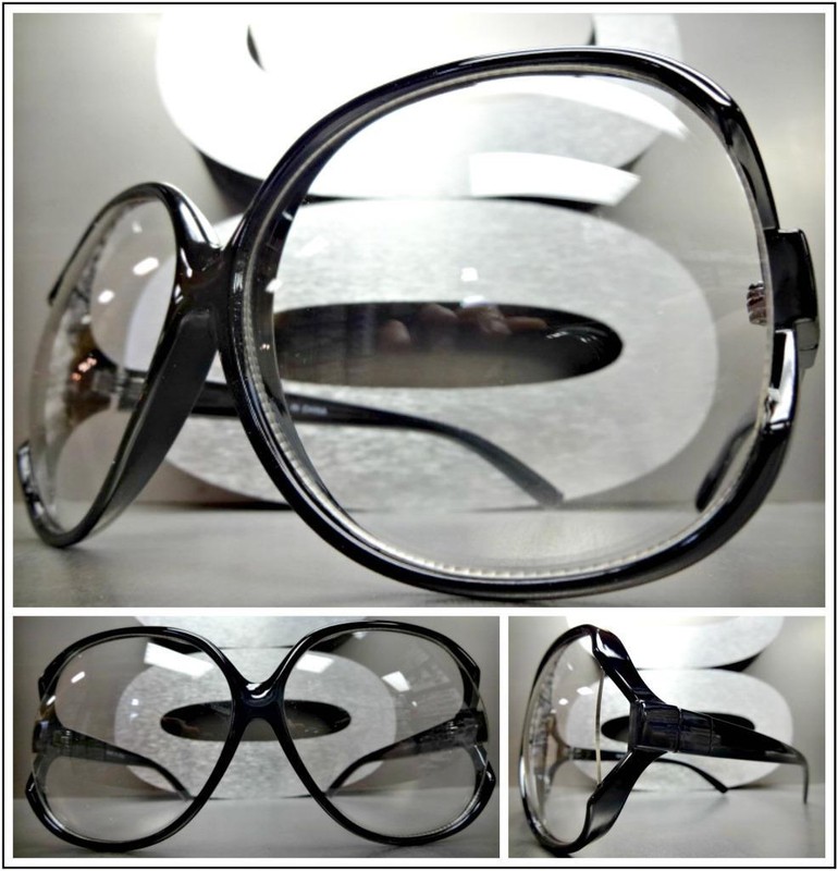 OVERSIZED VINTAGE RETRO Style Clear Lens EYE GLASSES Jumbo X-Large Black Frame