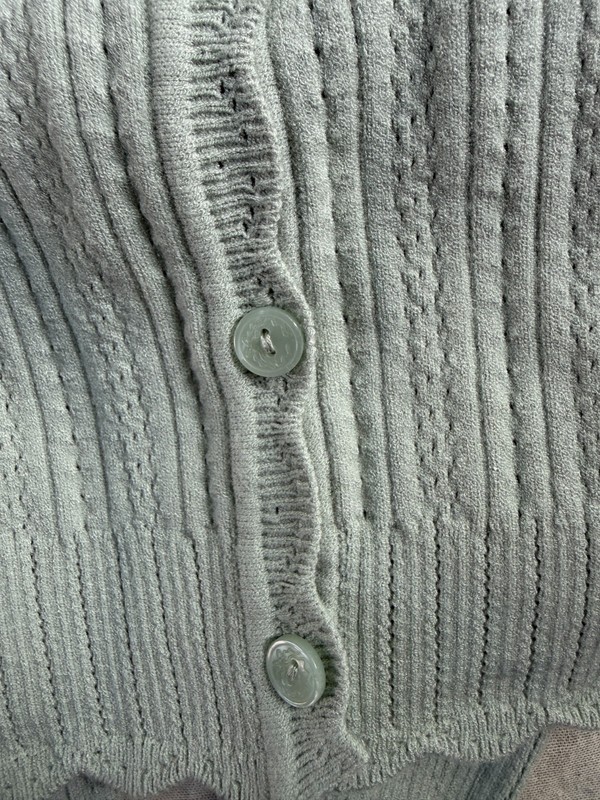 LoveShackFancy Martti Stretch Pointelle Cardigan in Eau De Nil gallery