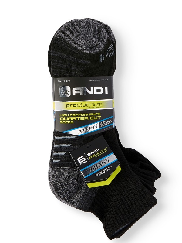 AND1® Men’s Pro Platinum Quarter Socks 6-Pack » FRESH~HIGH PERFORMANCE «