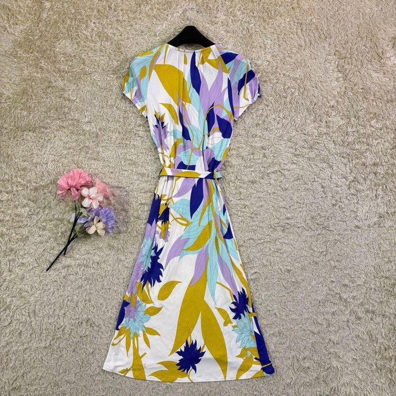 Emilio Pucci Floral Belted Stretch Knee Length Dress Italy Auth gallery