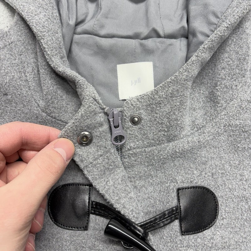 Big Chill Jacket Womens Large Gray Knit Hooded Toggle Close Sherpa Lined Pockets gallery