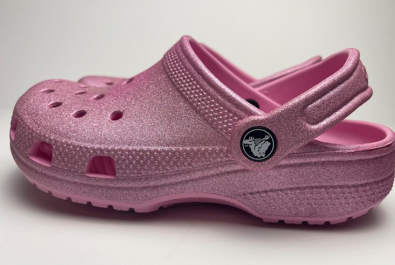 NWT Girls CROCS glitter light PINK clog shoe slip-on C12 C13 J1 J2 J3 J4 J5 $45 gallery