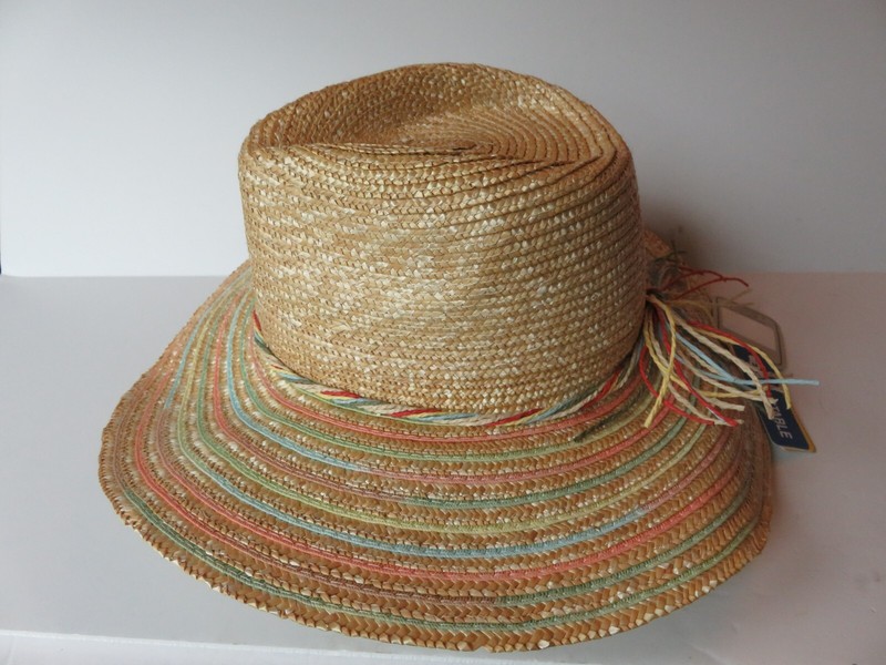 NEW San Diego Hat Company Brown Pastel Colorful Sun Hat Floppy Woven Straw UPF50 gallery