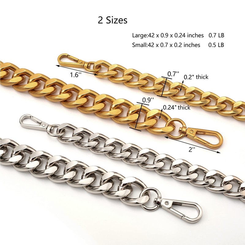 Yichain 42''Substantial Big Metal Cross-Body Chain Purse Strap Replacement for gallery
