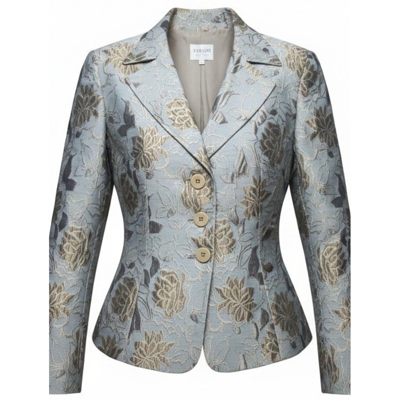 ARMANI COLLEZIONI | Metallic Floral Brocade Italy Structured Blazer Jacket | 14
