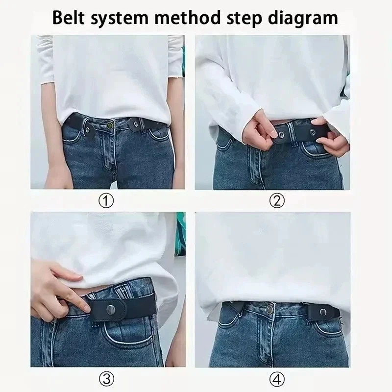 2 Pack No Buckle Elastic Belt Invisible Loop Belt for Jeans Pants gallery