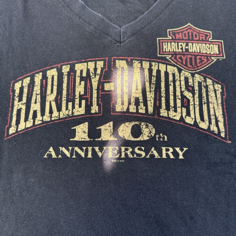 Harley Davidson T-Shirt Women's XL Black 110th Anniversary Wieblers Davenport IA gallery