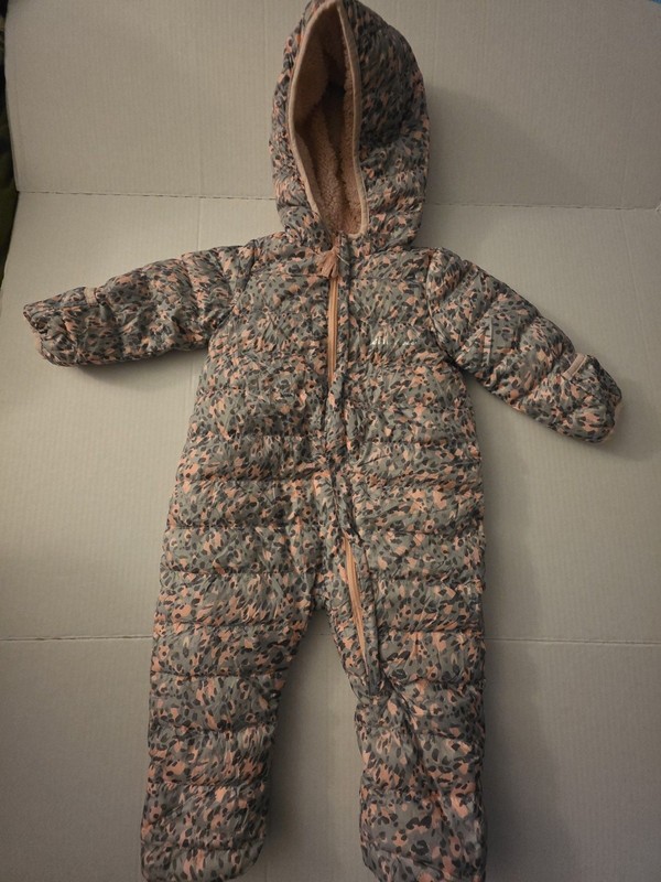 Eddie Bauer Infant 6M-12M Hooded Down Snowsuit Leopard Print