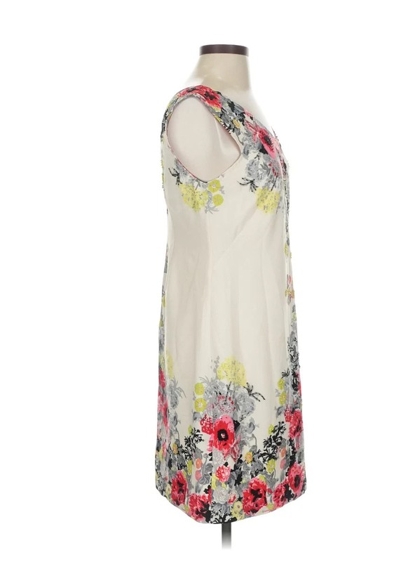 Yoana Baraschi Botanic Breeze White Floral Beaded Sleeveless Sheath Dress 12 New gallery