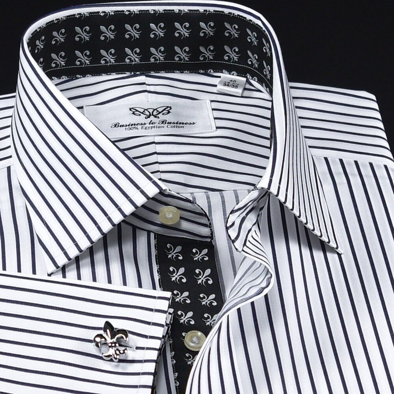 Black Stripe Unique Designed With Black Fleur-de-lis Inner Lining Business Shir gallery