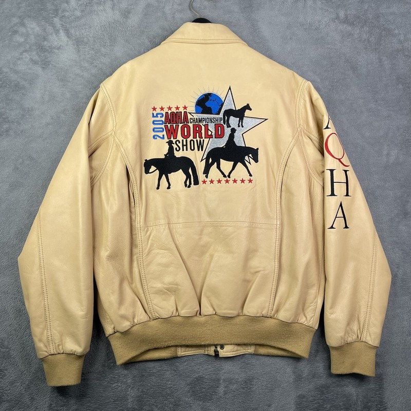 VTG AQHA Jacket Medium Leather Quarter Horse World Champ 05 Equestrian Western