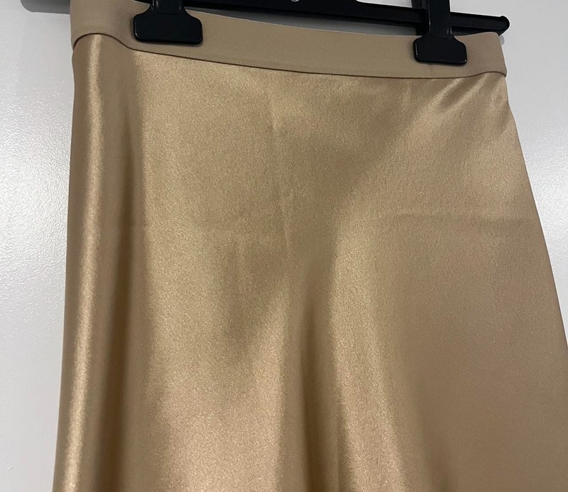 Acetate Satin Champagne gold midi-maxi slip skirt capsule day to night UK 6 8 gallery