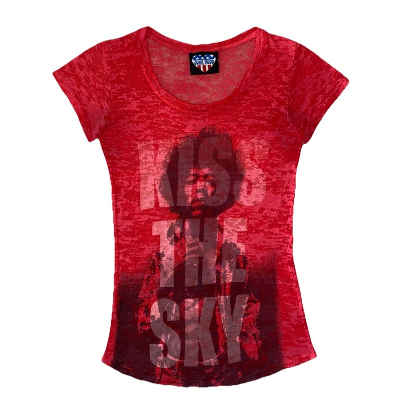 Jimi Hendrix Kiss The Sky Womens T Shirt M Junk Food New Red