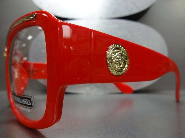 Men's CLASSIC RETRO HIP HOP RAPPER Style Clear Lens EYE GLASSES Thick Red Frame gallery