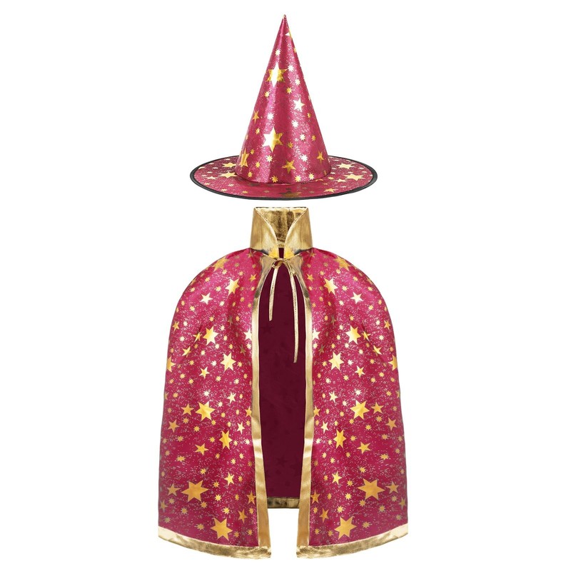 Kids Halloween Costume, Wizard Fancy Dress Kids, Wizard Cape Witch Cloak with...