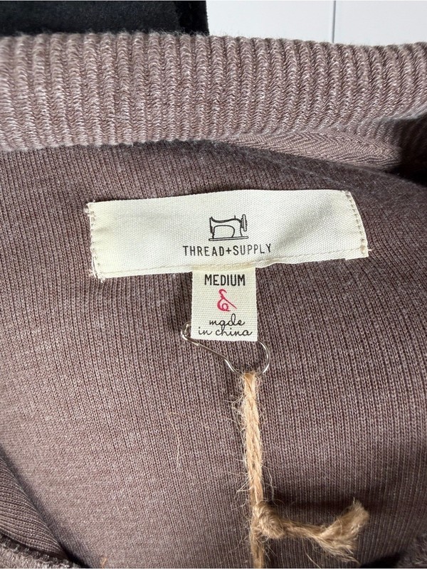 NWT Thread & Supply Taupe Rib Knit Button Front Shacket Size Medium gallery